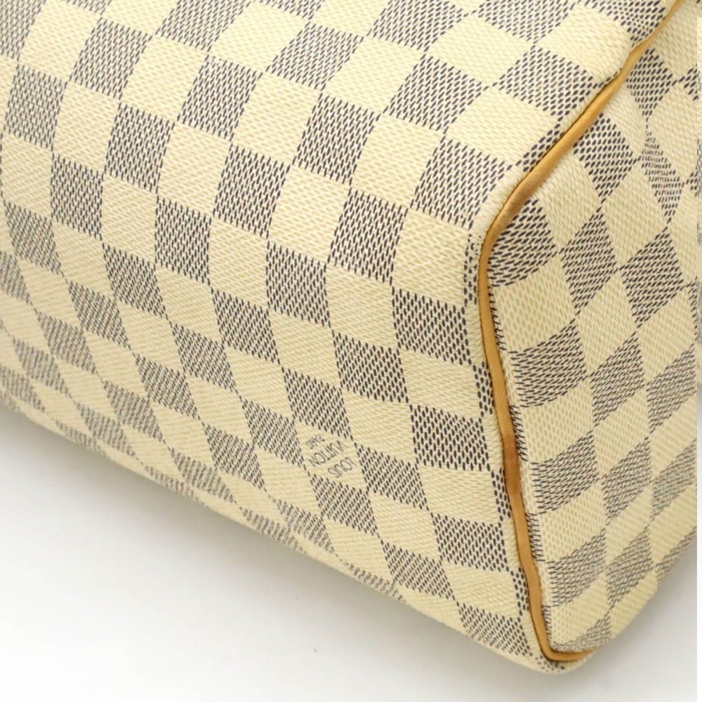 - Louis Vuitton speedy 25 Tan and Cream Checkered Satchel with Gold Accents - Picture 6 of 11